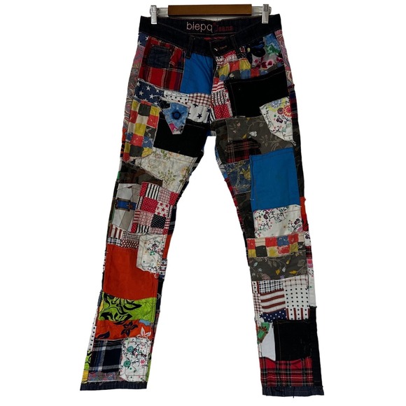 BiePa Jeans Chaos Patchwork‎ Jeans Sz 31 Japanese Punk Button-Fly Unique Y2K